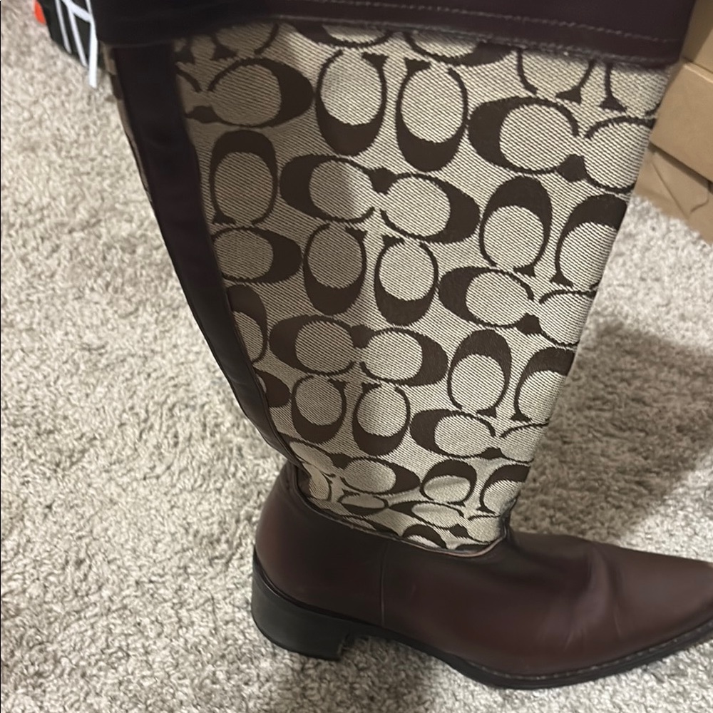 Coach Brown and Cream Signature Riding Boots